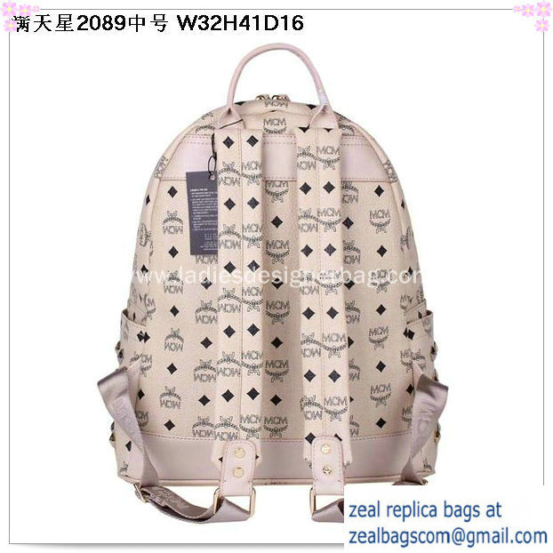 High Quality Replica MCM Stark Studded Medium Backpack MC2089 OffWhite - Click Image to Close